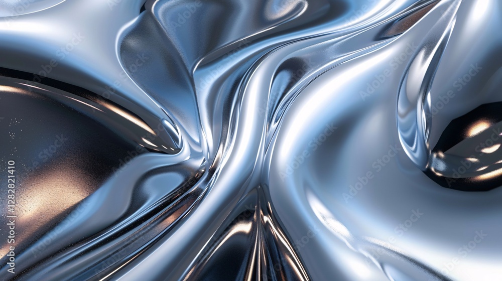 Chrome effect abstract shapes with smooth surfaces Chrome effect abstract shapes with smooth surfaces