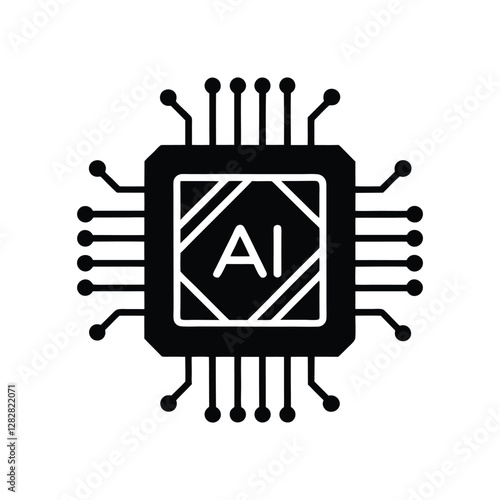 Next-generation AI microchip futuristic processor silhouette vector circuit board artificial intelligence computing digital hardware neural network cyber automation technology

