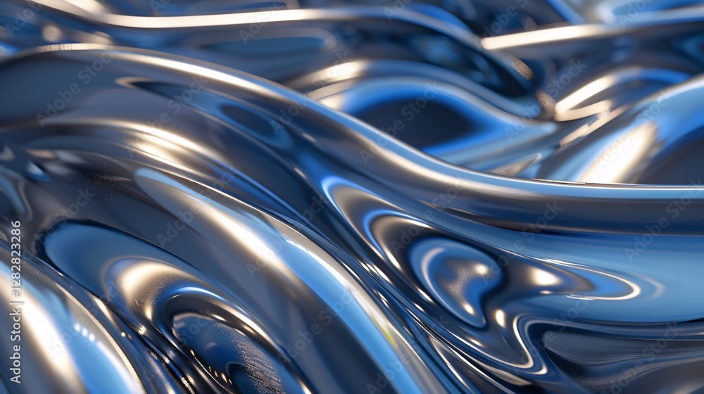 Abstract chrome waves with a fluid look Abstract chrome waves with a fluid look