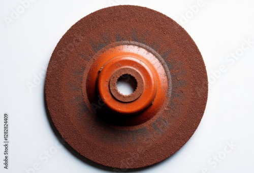 Worn Brown Grinding Wheel Disc with Orange Hub photo