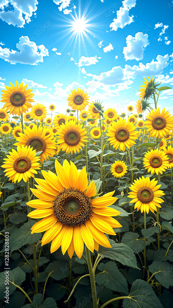 Obraz premium View of sunflowers at Barlow Sunflower Fields.