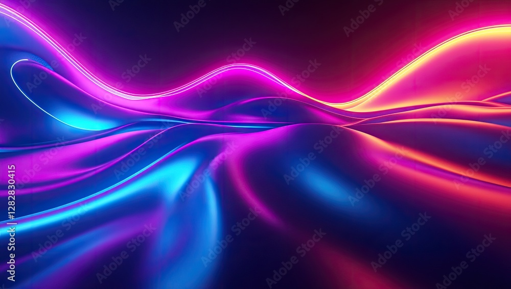 Abstract neon waves flow, vibrant digital landscape, background design Abstract neon waves flow, vibrant digital landscape, background design