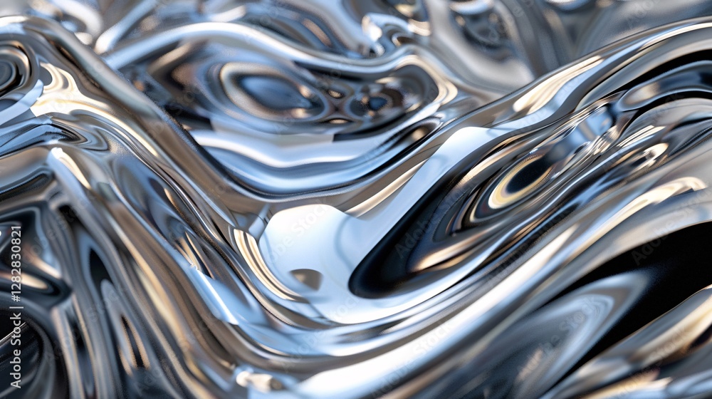 Abstract chrome waves with fluid movement Abstract chrome waves with fluid movement