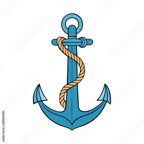A nautical-themed anchor with a thick rope coiled around its base, symbolizing strength, stability, and the spirit of the sea, perfect for maritime-inspired designs.