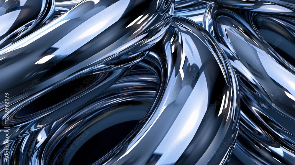 Abstract chrome rings with reflective highlights Abstract chrome rings with reflective highlights