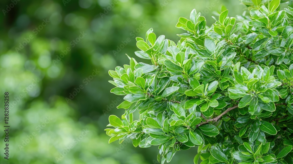 Lush green foliage, vibrant leaves, blurred background, nature backdrop, website banner Lush green foliage, vibrant leaves, blurred background, nature backdrop, website banner