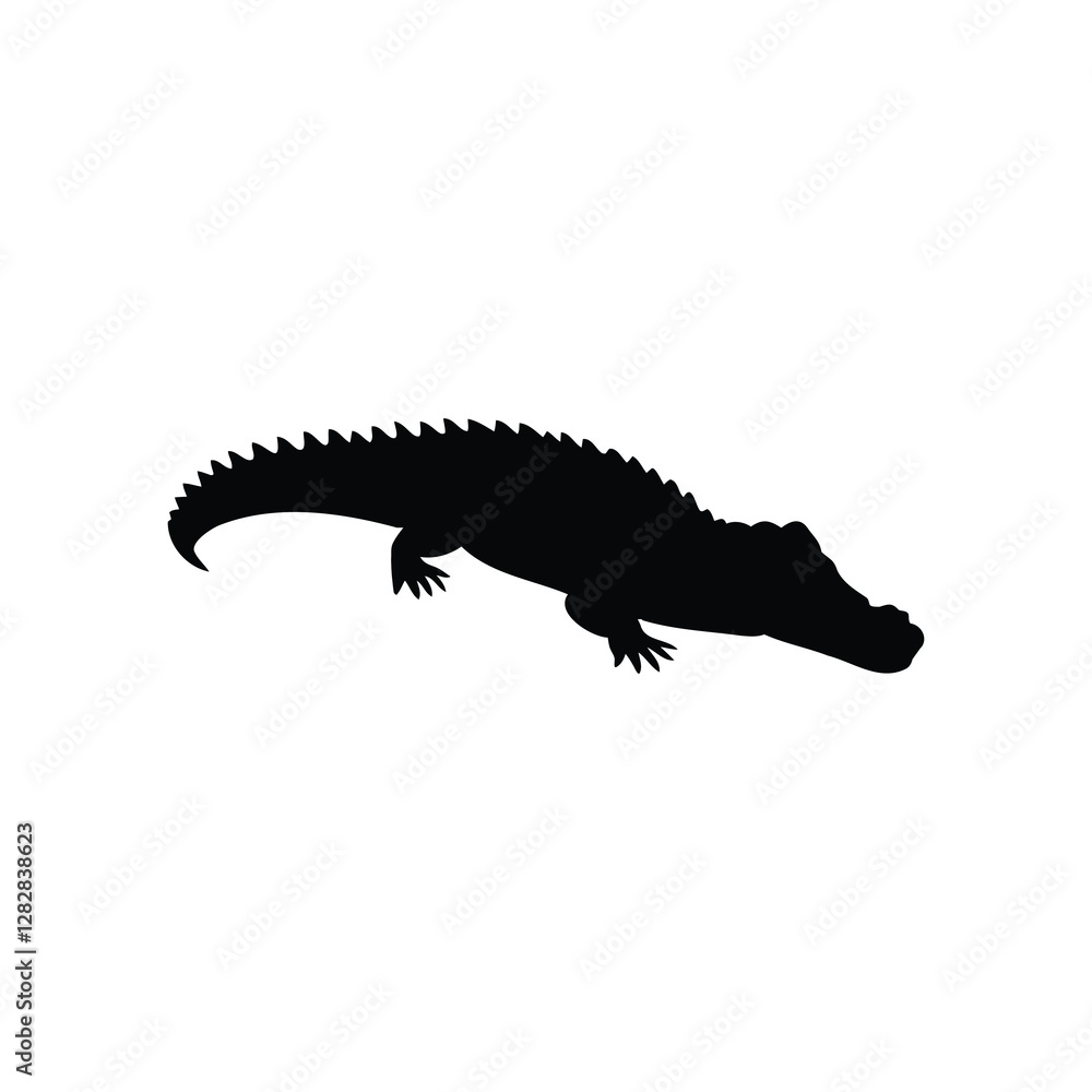 Fototapeta premium Crocodile & Alligator Vector Set – Black Silhouettes Collection