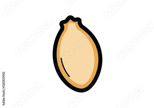 Pumpkin seed clipart. This image shows a simple, minimalistic vector illustration of a pumpkin seed with a black outline and beige color. Vector illustration design.