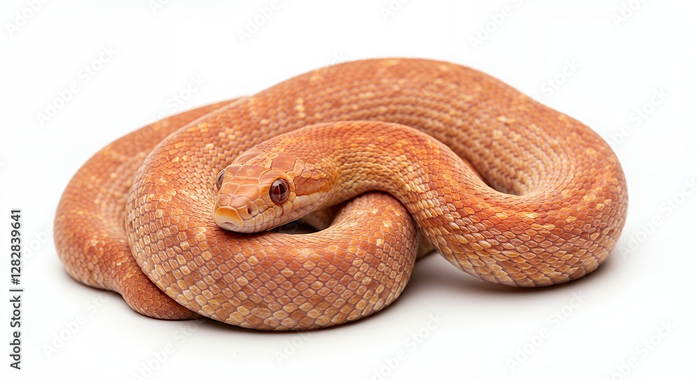 Fototapeta premium Close-Up of an Orange Children's Python on White Background