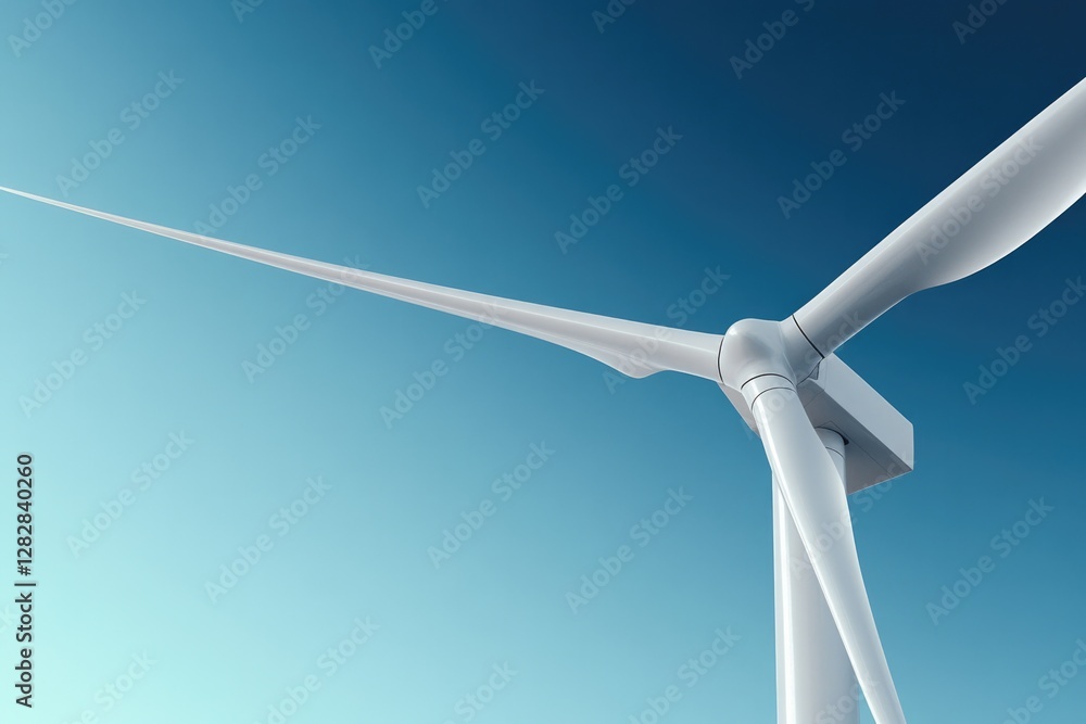 close-up of wind turbine blade against deep blue sky showcasing its aerodynamic form close-up of wind turbine blade against deep blue sky showcasing its aerodynamic form