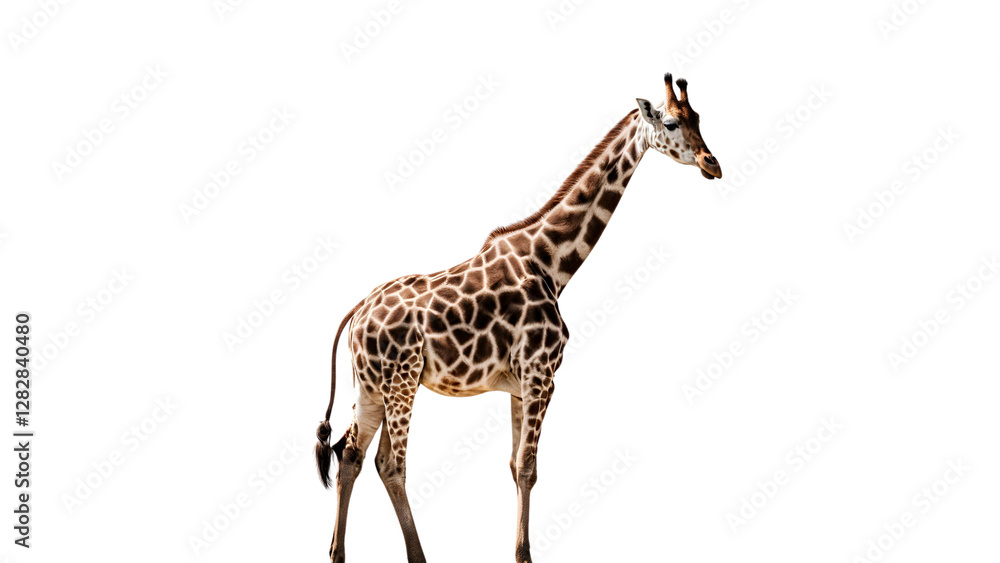 Obraz premium Side view of giraffe isolated on white background