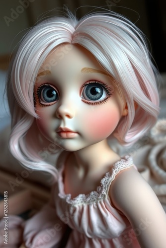 Elegant Doll in Satin Nightwear with Candlelit Ambiance