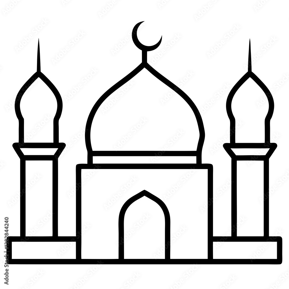 Adhan Icon – Mosque with Call to Prayer Symbol Vector Adhan Icon – Mosque with Call to Prayer Symbol Vector