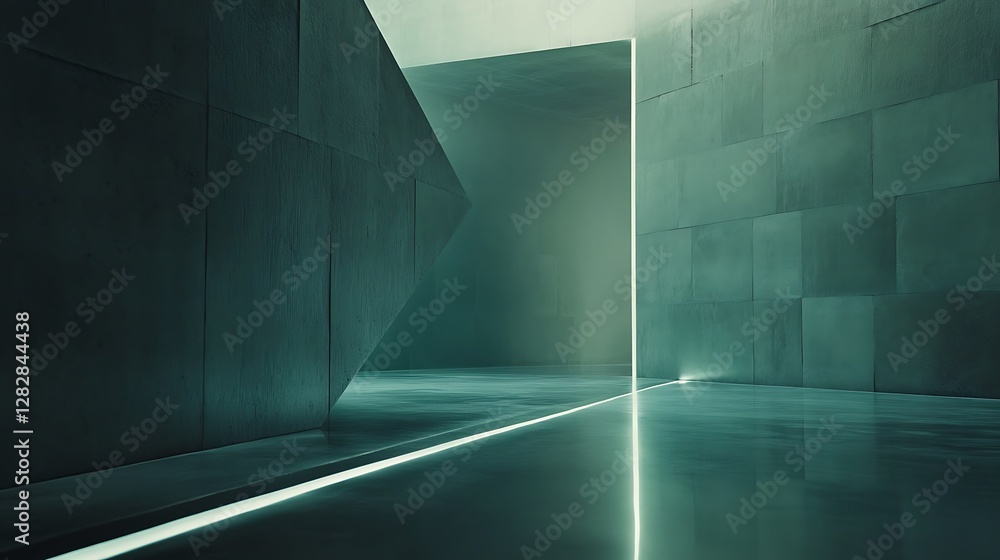 Obraz premium Abstract Modern Architectural Interior Design With Green Walls