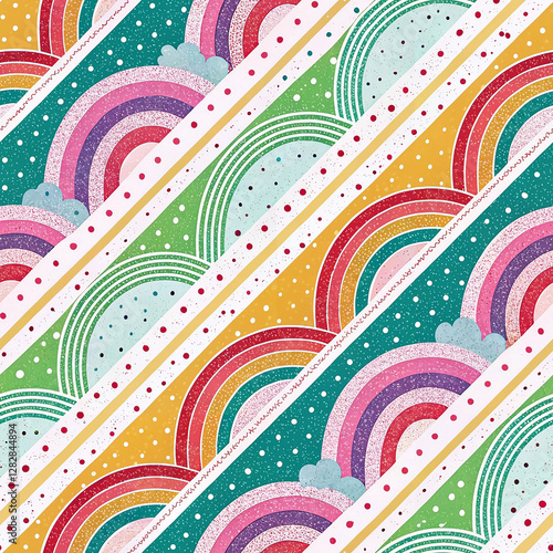 Bright vibrant rainbow stripes in a seamless pattern