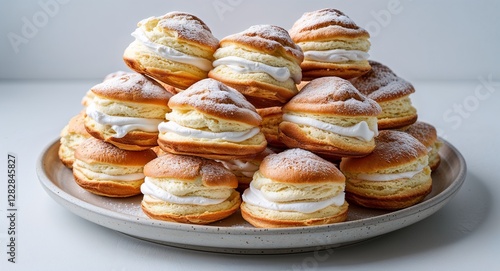 Wallpaper Mural bunch of light airy cream puffs on a plate on plain white background Torontodigital.ca