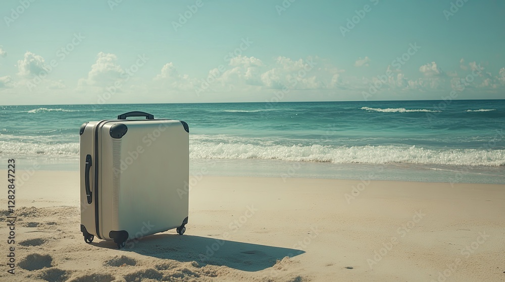 Ready for a vacation. Suitcase at sea Beach Ready for a vacation. Suitcase at sea Beach