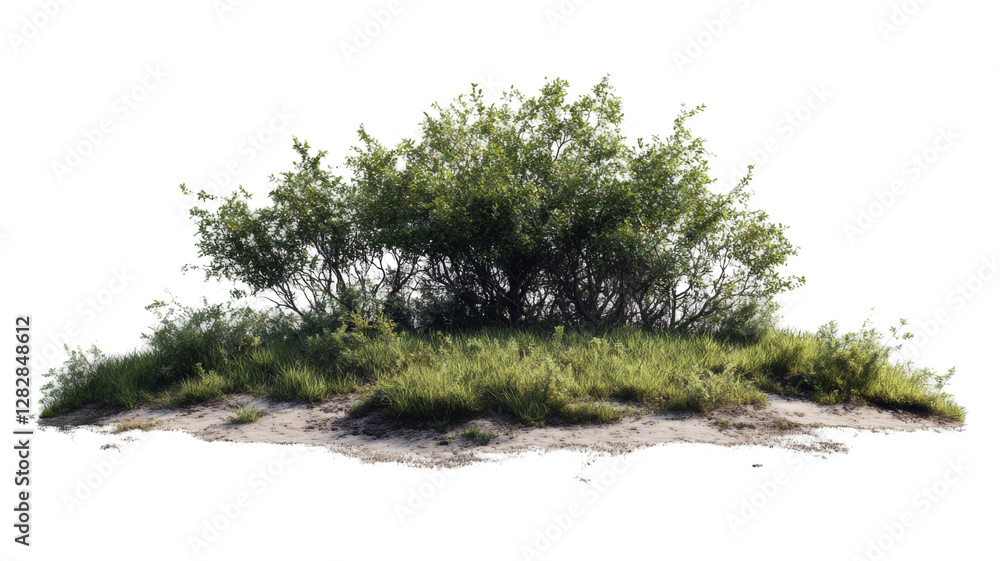 Lush green shrubbery on transparent background png format nature scene outdoor environment close-up view Lush green shrubbery on transparent background png format nature scene outdoor environment close-up view