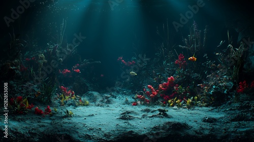 Underwater Scene with Colorful Coral Reef and Fish