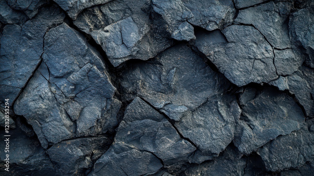 A rough, bluish-black rock texture, abstract and natural, with dark, cracked stone wall panel details, forming a captivating closeup background. A rough, bluish-black rock texture, abstract and natural, with dark, cracked stone wall panel details, forming a captivating closeup background.