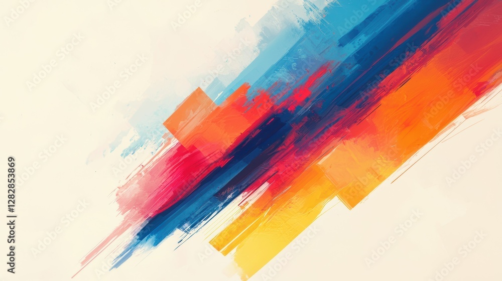 Abstract colorful brush strokes in red blue and orange with expressive texture, vivid hues, and modern artistic design on light background in creative composition. Abstract colorful brush strokes in red blue and orange with expressive texture, vivid hues, and modern artistic design on light background in creative composition.