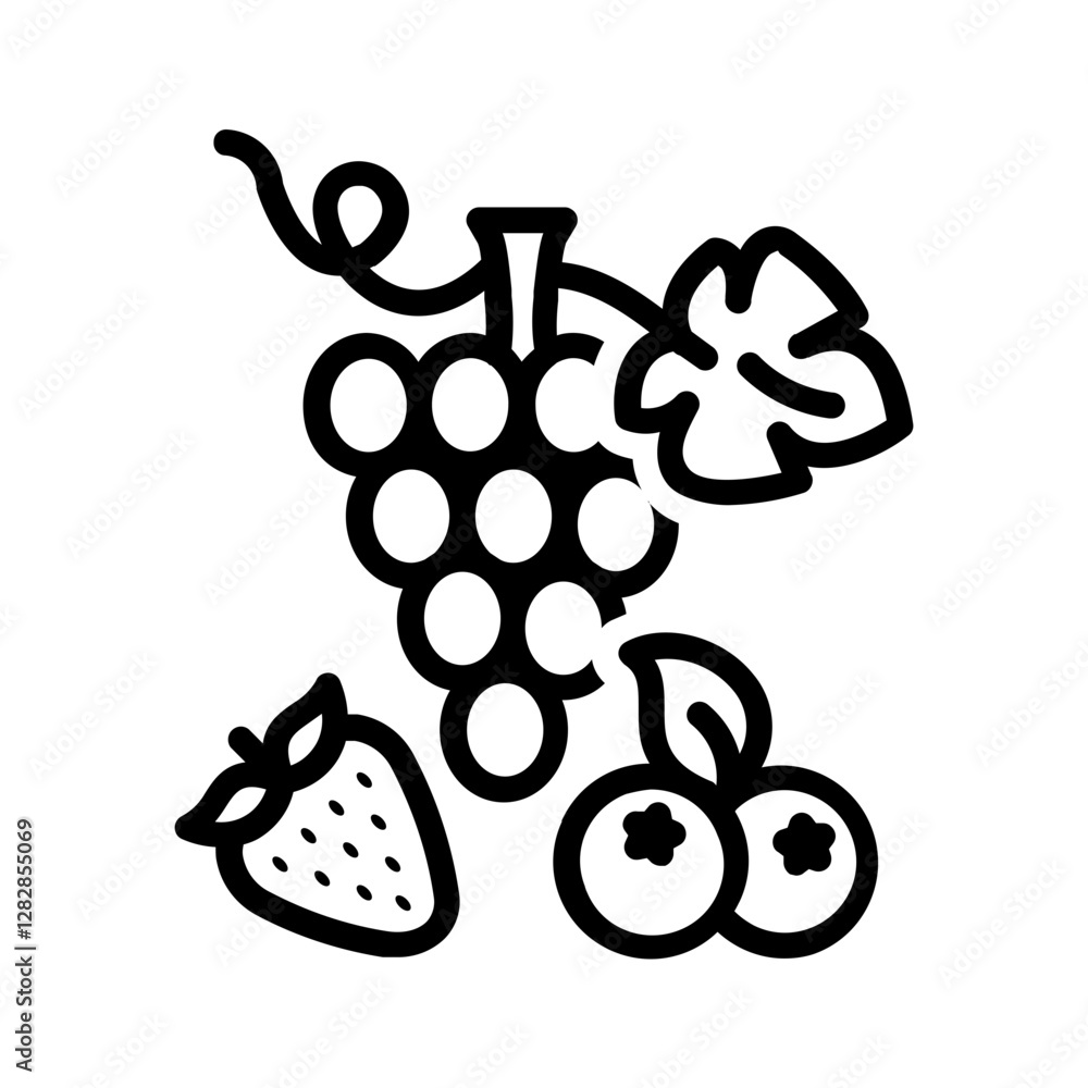 Naklejka premium Vector black line icon for Berries