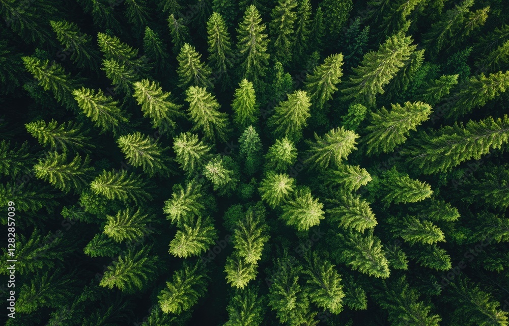 Aerial view of lush evergreen forest, nature background, eco-design Aerial view of lush evergreen forest, nature background, eco-design