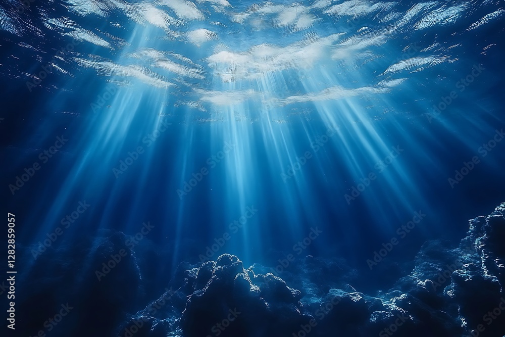 Underwater sunbeams through ocean clouds Underwater sunbeams through ocean clouds