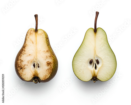 Two Halves of a Pear Fresh vs. Oxidized