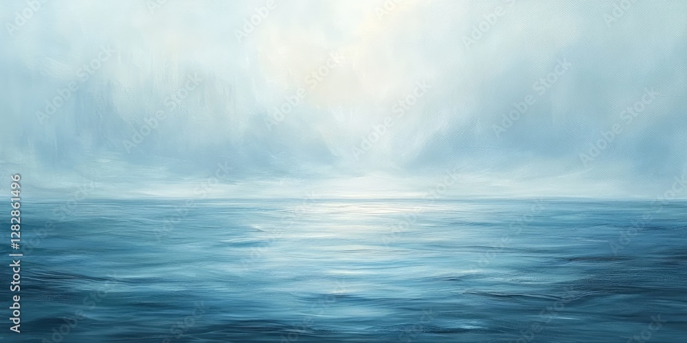 Calm ocean, misty sky, sunrise, seascape, artwork Calm ocean, misty sky, sunrise, seascape, artwork