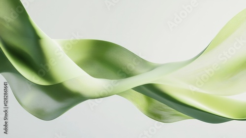 minimalistic abstract design featuring fluid green waves resembling wind energy currents dynamically merging with geometric
