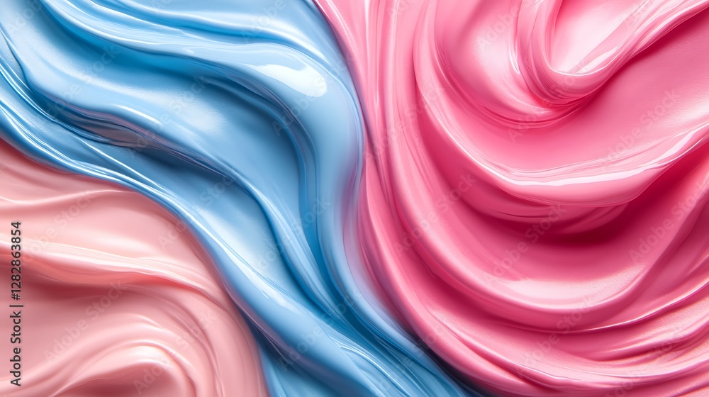 Obraz premium Abstract swirls of pink and blue cosmetic textures