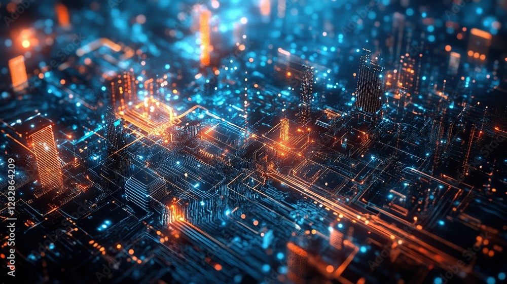 Fototapeta premium abstract modern futuristic city with lights