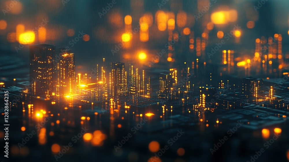 abstract modern futuristic city with lights abstract modern futuristic city with lights