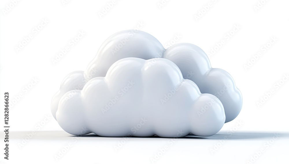 White 3D clouds, digital storage, isolated background, data concept White 3D clouds, digital storage, isolated background, data concept