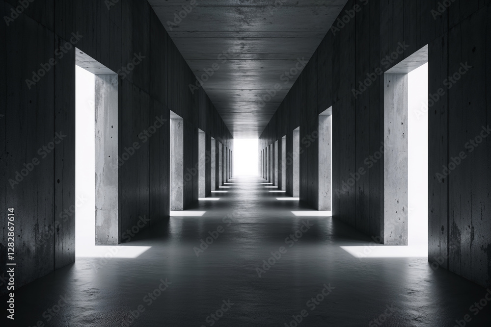 Futuristic Corridor with Linear Light