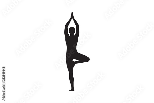 Silhouette of Yoga Tree Pose for Meditation