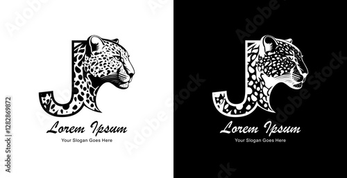 leopard head logo design combined with the letter J
