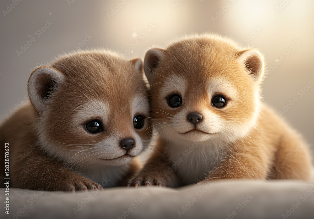 Obraz premium Two cute baby raccoons.