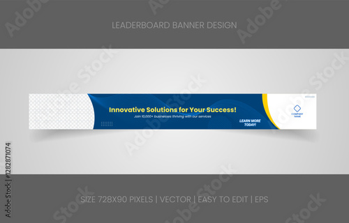 leaderboard 728x90 template banner design with abstract background for promotion website social media 