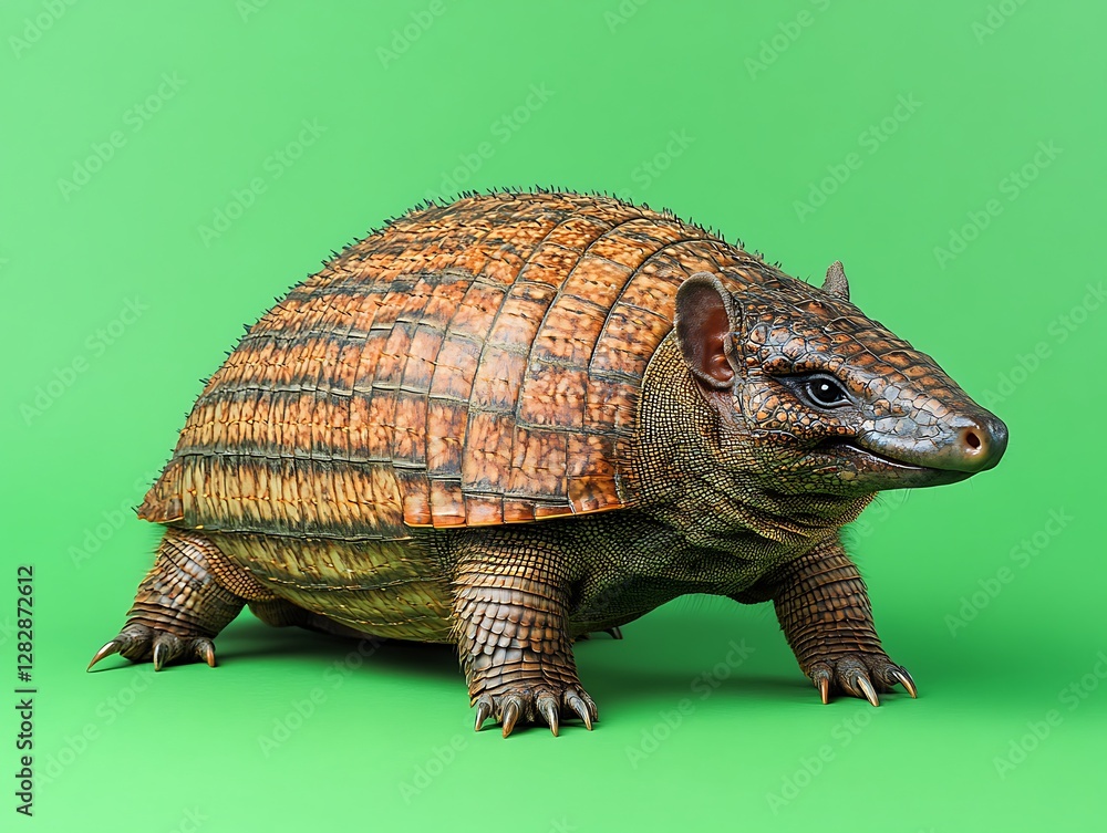 Fototapeta premium Armadillo walking, green screen