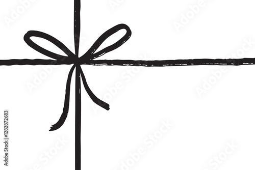 Doodle hand drawn bow line icon. Painted grunge texture package decoration for gift box, wedding decor.