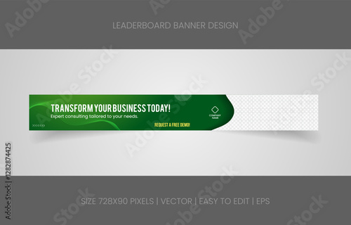 leaderboard 728x90 template banner design with abstract background for promotion website social media 