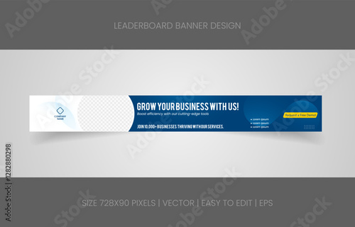 leaderboard 728x90 template banner design with abstract background for promotion website social media 