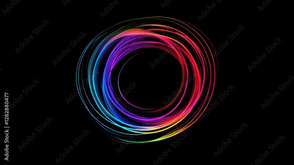 Abstract colorful concentric circles on black background Abstract colorful concentric circles on black background