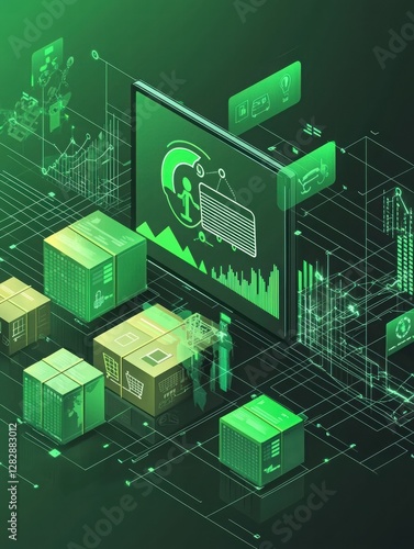Digital Illustration of Supply Chain Management with Green Elements