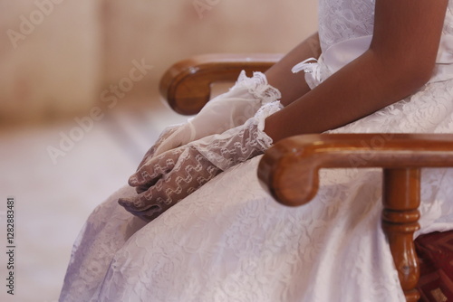 a young praying with glows in holy communion