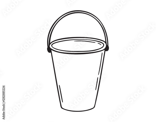 bucket doodle hand drawn icon. Outline drawing metal or plastic bucket line clipart symbol