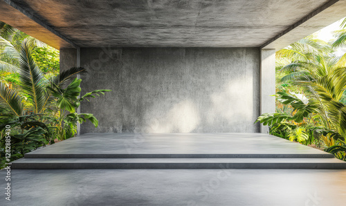 Wallpaper Mural Open concrete space surrounded by lush greenery in a tropical setting in bright daylight Torontodigital.ca