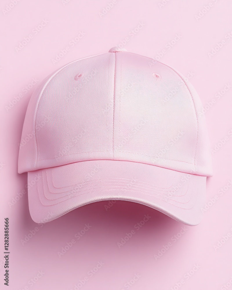 Pink Textured Baseball Cap on Pastel Background Pink Textured Baseball Cap on Pastel Background